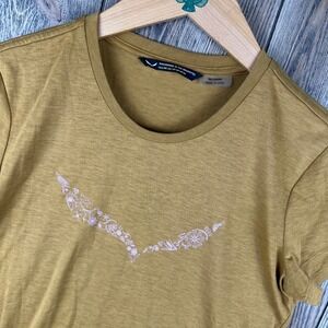 Salewa Solid Dry T-Shirt Yellow Geometric Logo Outdoor Women's Medium